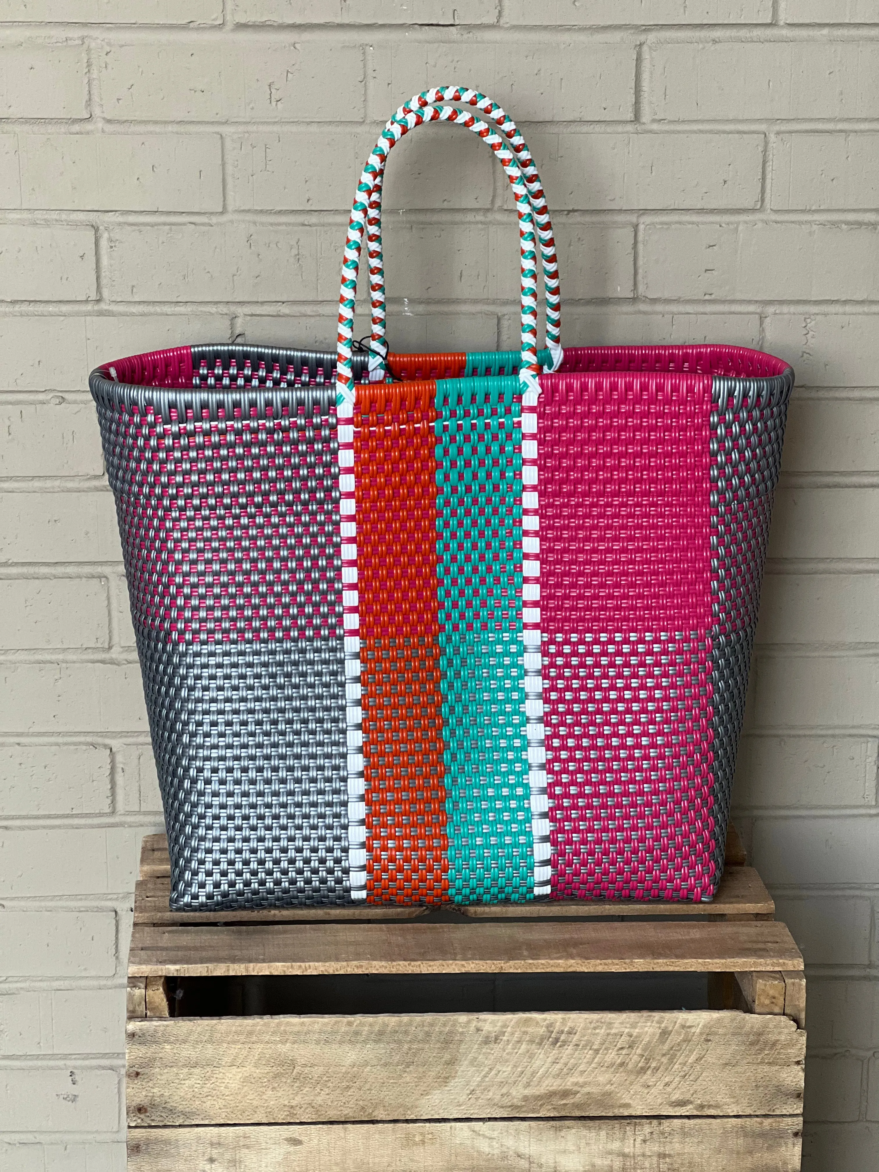 Maria Victoria Pink Teal Silver and Orange Women Tote Bag