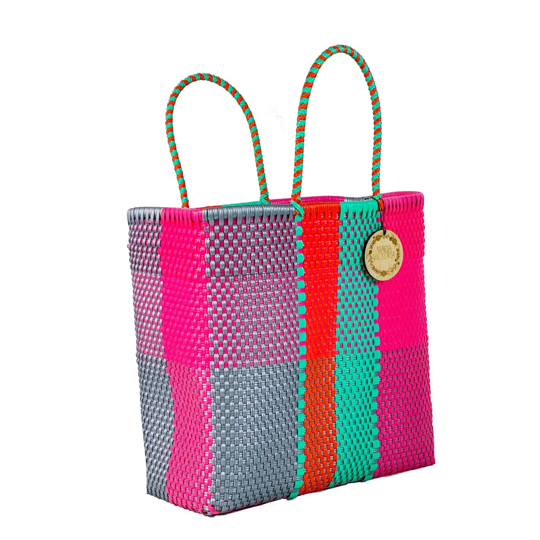 Maria Victoria Pink Teal Silver and Orange Women Tote Bag