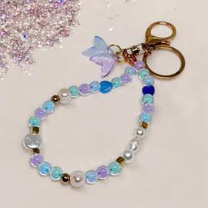 Mermaid keychain | golden clasp | pastel purple blue beaded chain | lanyard