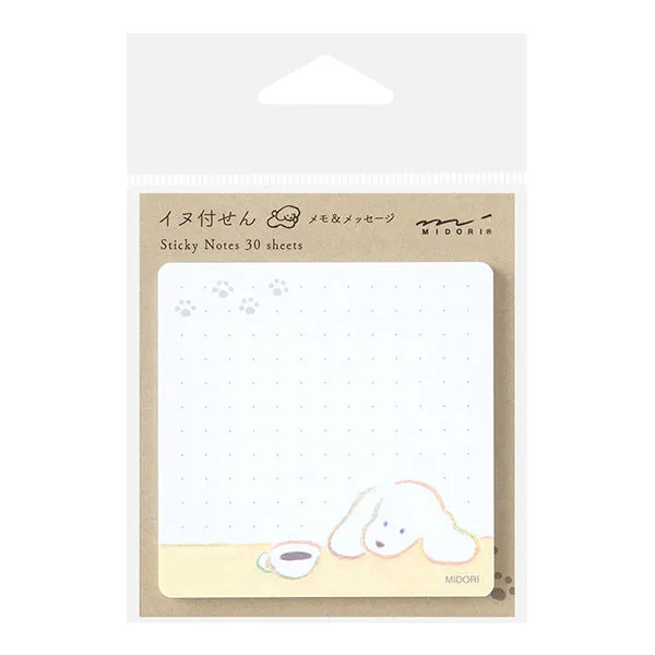 Midori Sticky Note - Dog and Coffee - 30 Sheets