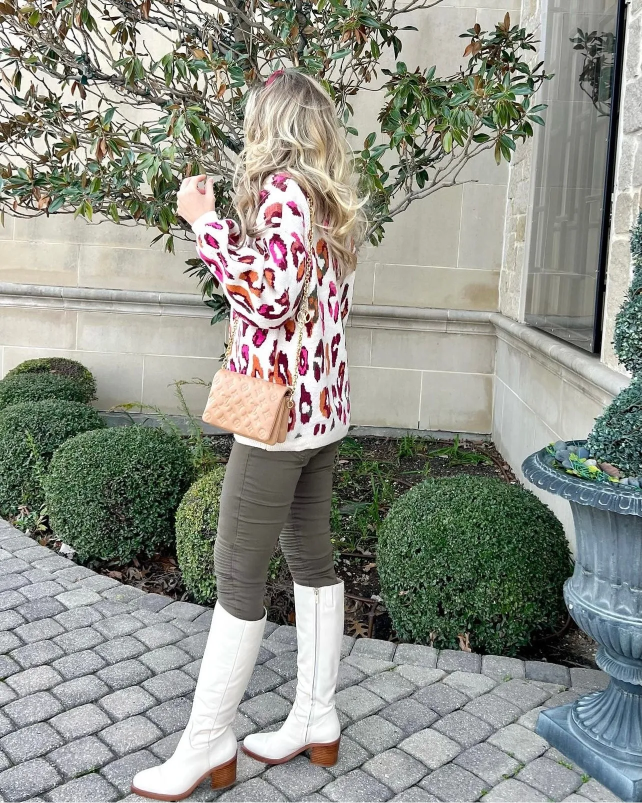 Mila Multi Color Leopard Print Long Sleeve Knit Sweater