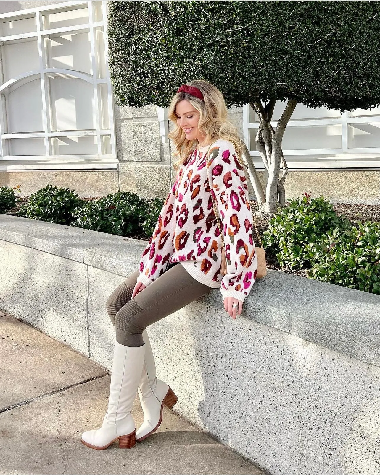 Mila Multi Color Leopard Print Long Sleeve Knit Sweater