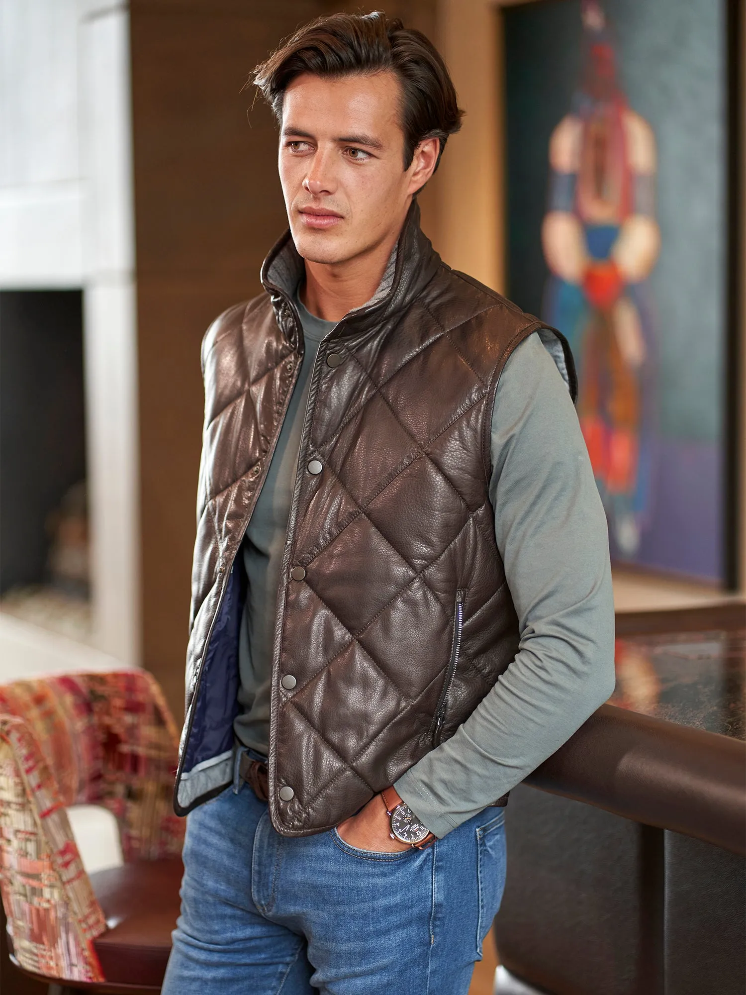 Moritz Leather Quilted Vest