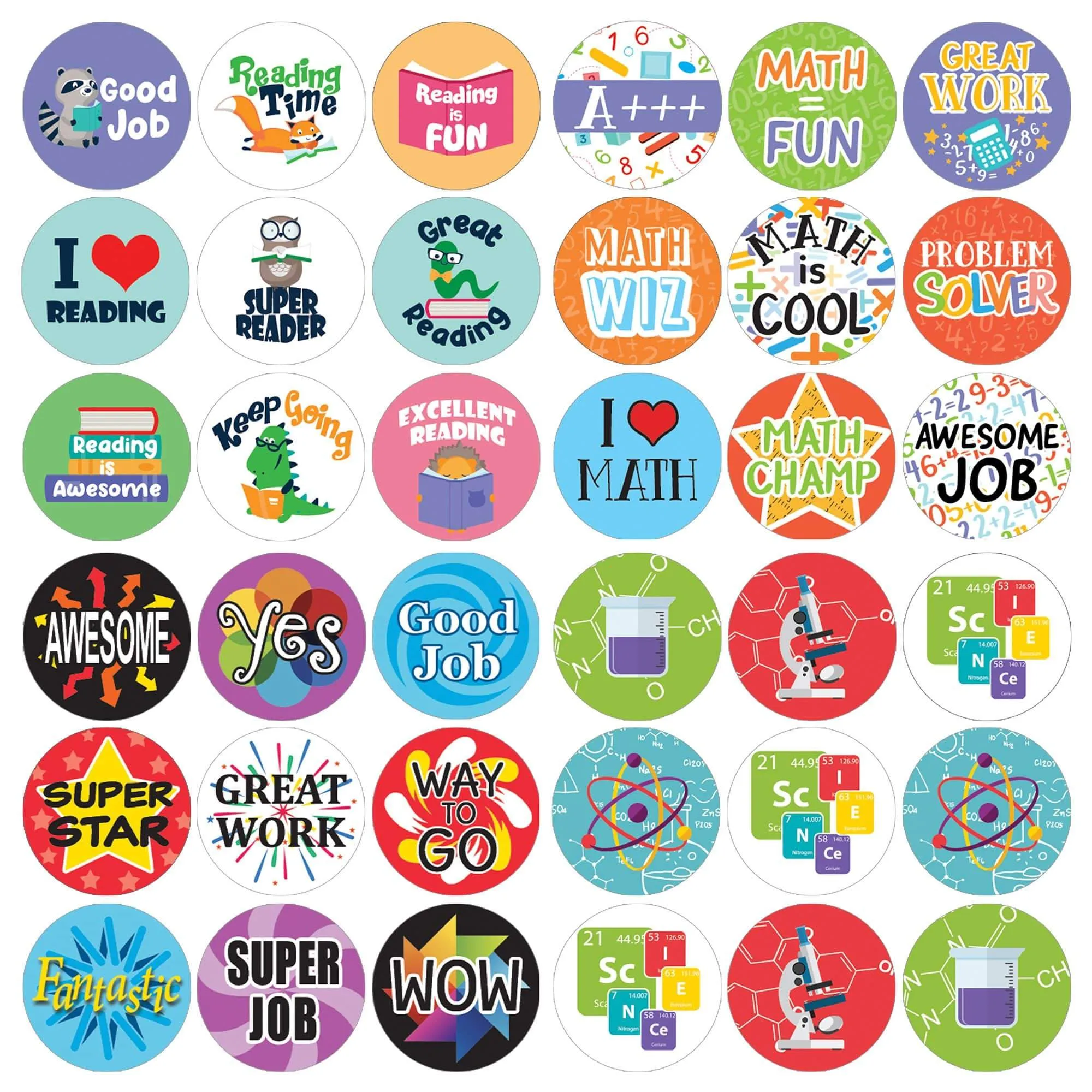 Motivational Teacher Reward Stickers for Students: Variety Pack (1,080 Stickers)