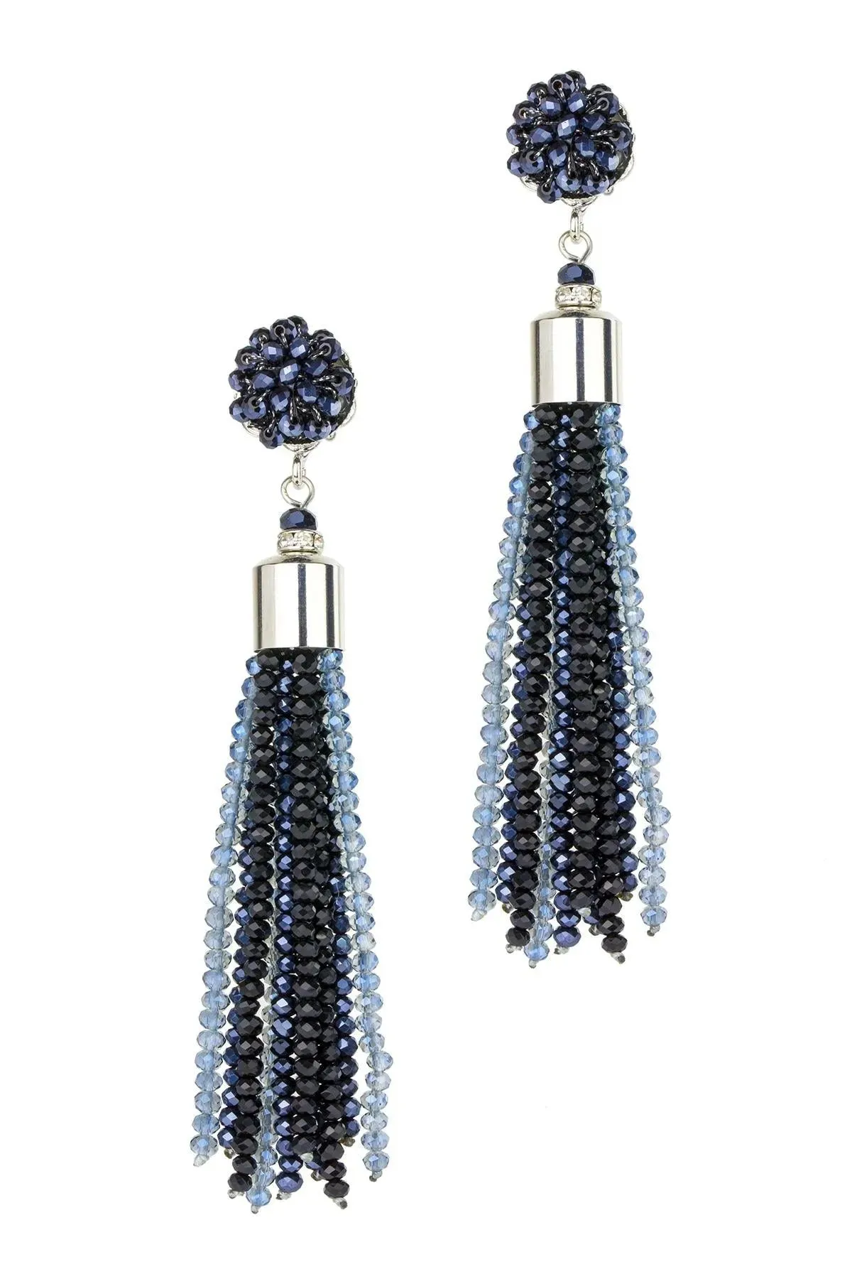 Multi Colored Crystal Tassel Earring