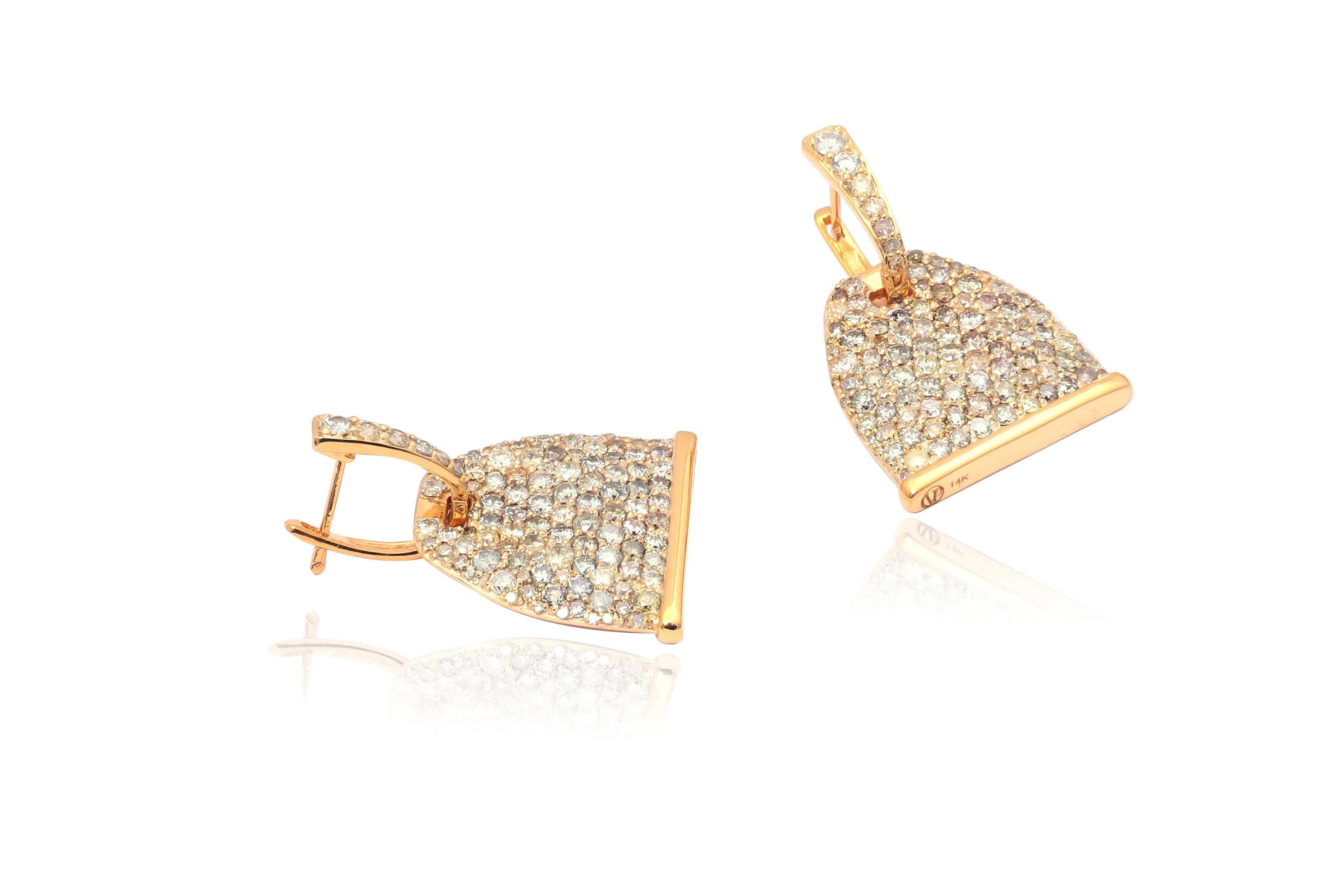 Multi-Colored Diamond Stirrup Drop Earrings