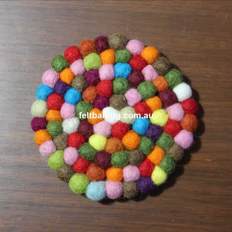 Multi Colored Felt Ball Coaster