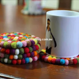 Multi Colored Felt Ball Coaster