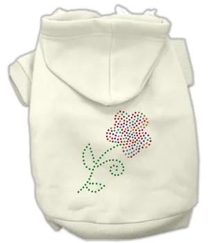 Multi-Colored Flower Rhinestone Hoodie Cream XXXL(20)