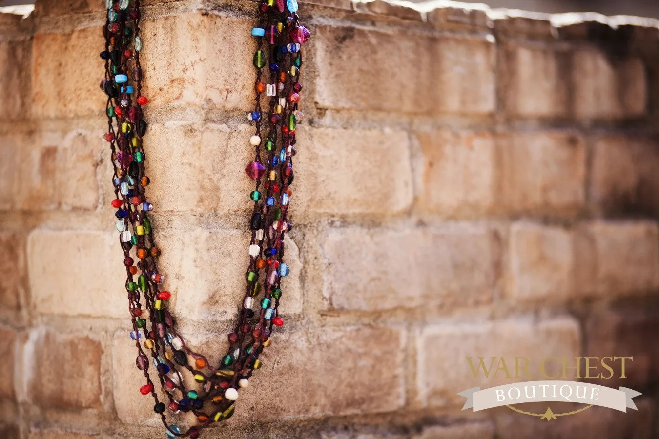 Multi-colored Glass Bead Long Necklace