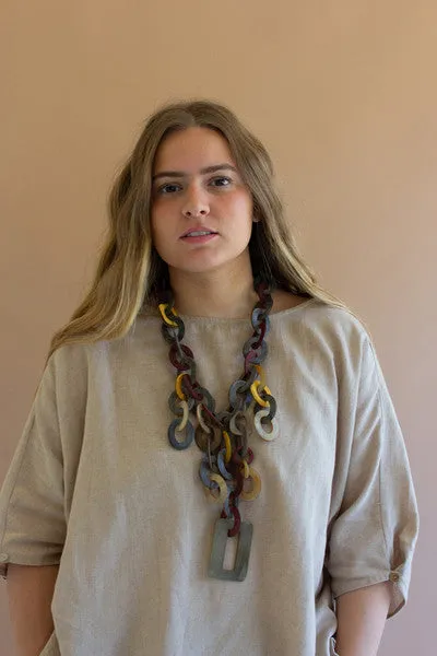 Multi Colored Horn Chain Necklace