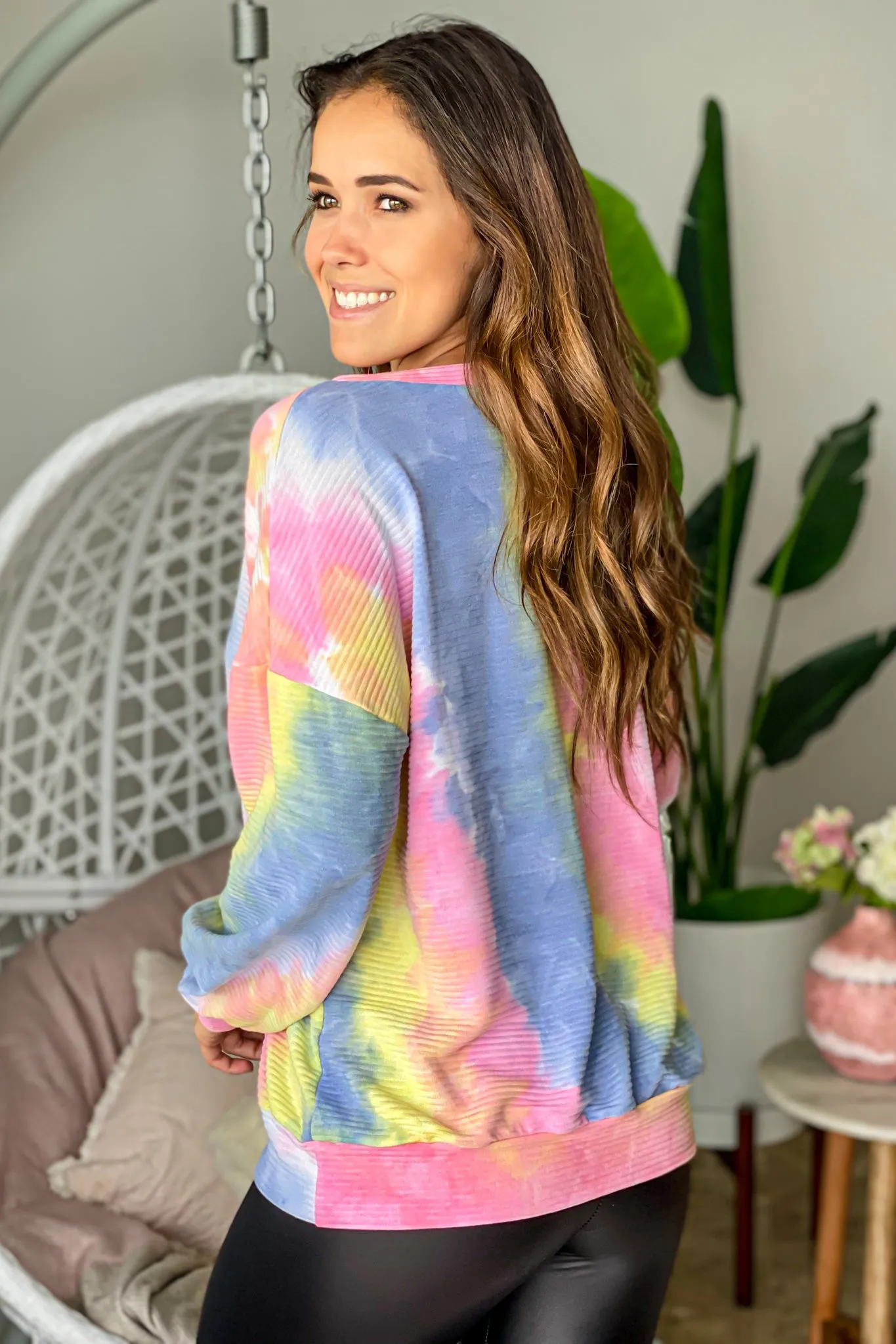 Multi Colored Ribbed Tie Dye Top