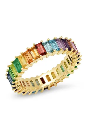 Multi Colored Vertical Baguette Ring