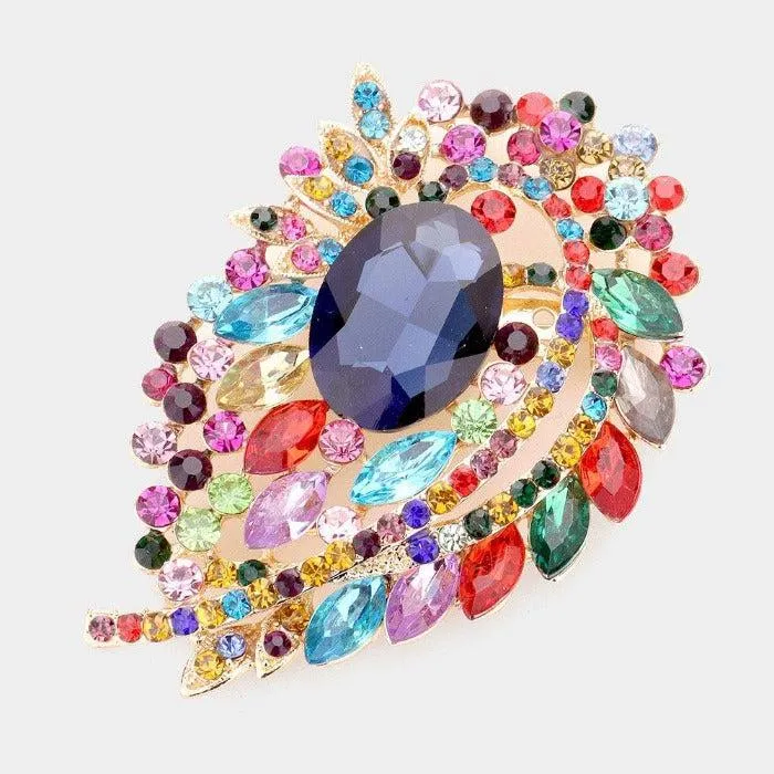 Multi Stone Multi Colored Bouquet Pin Brooch