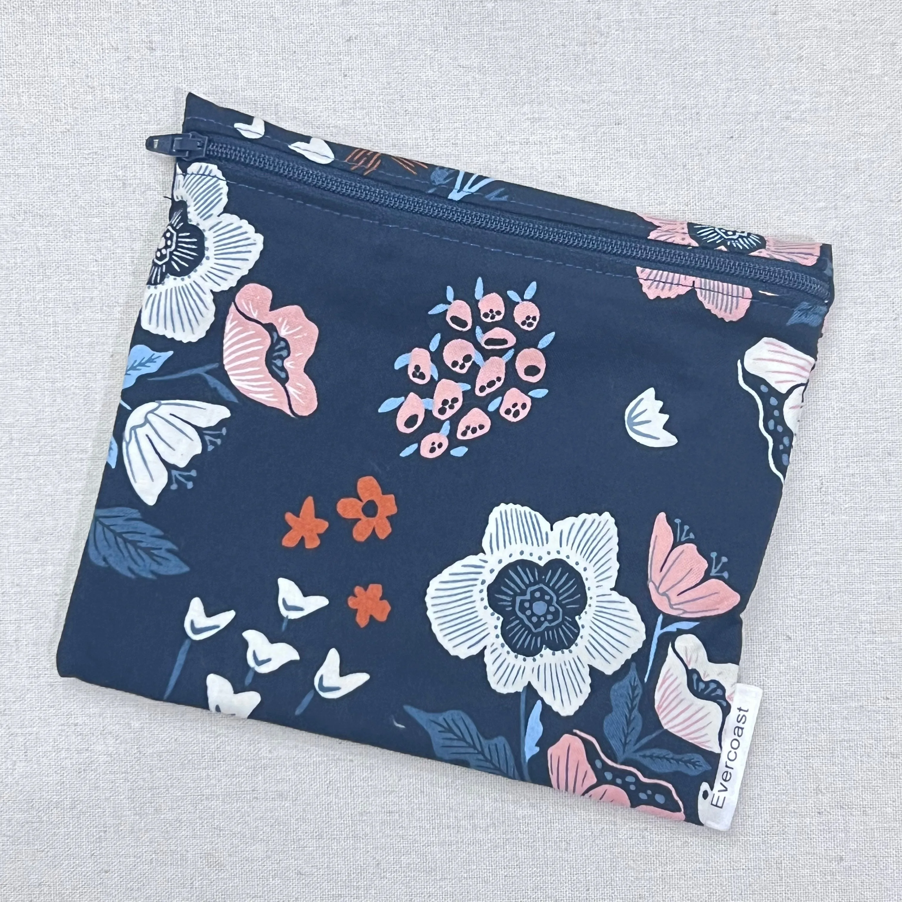 Navy and Coral Floral Reusable Sandwich Bag