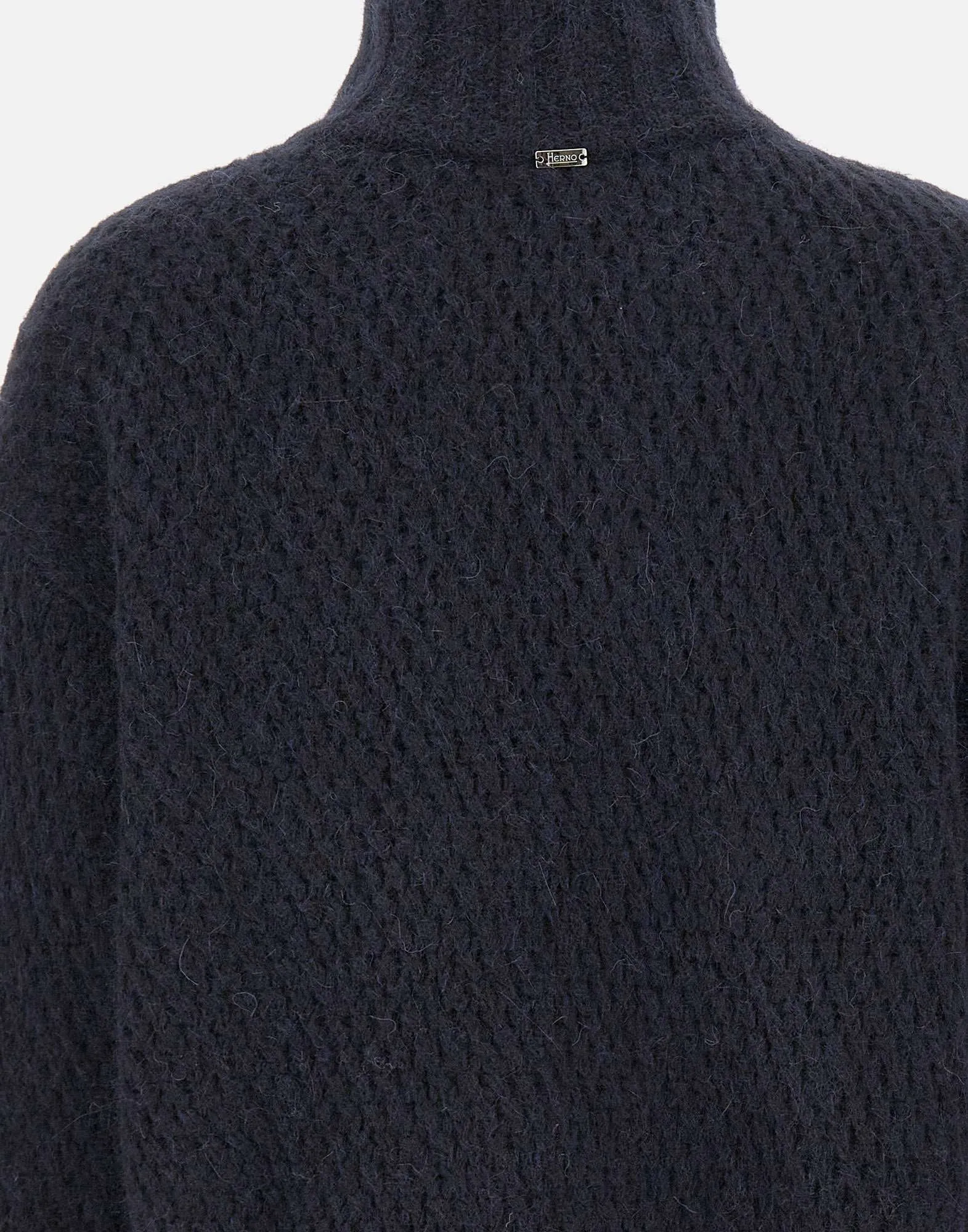 Navy Blue Wool Alpaca Zip Sweater