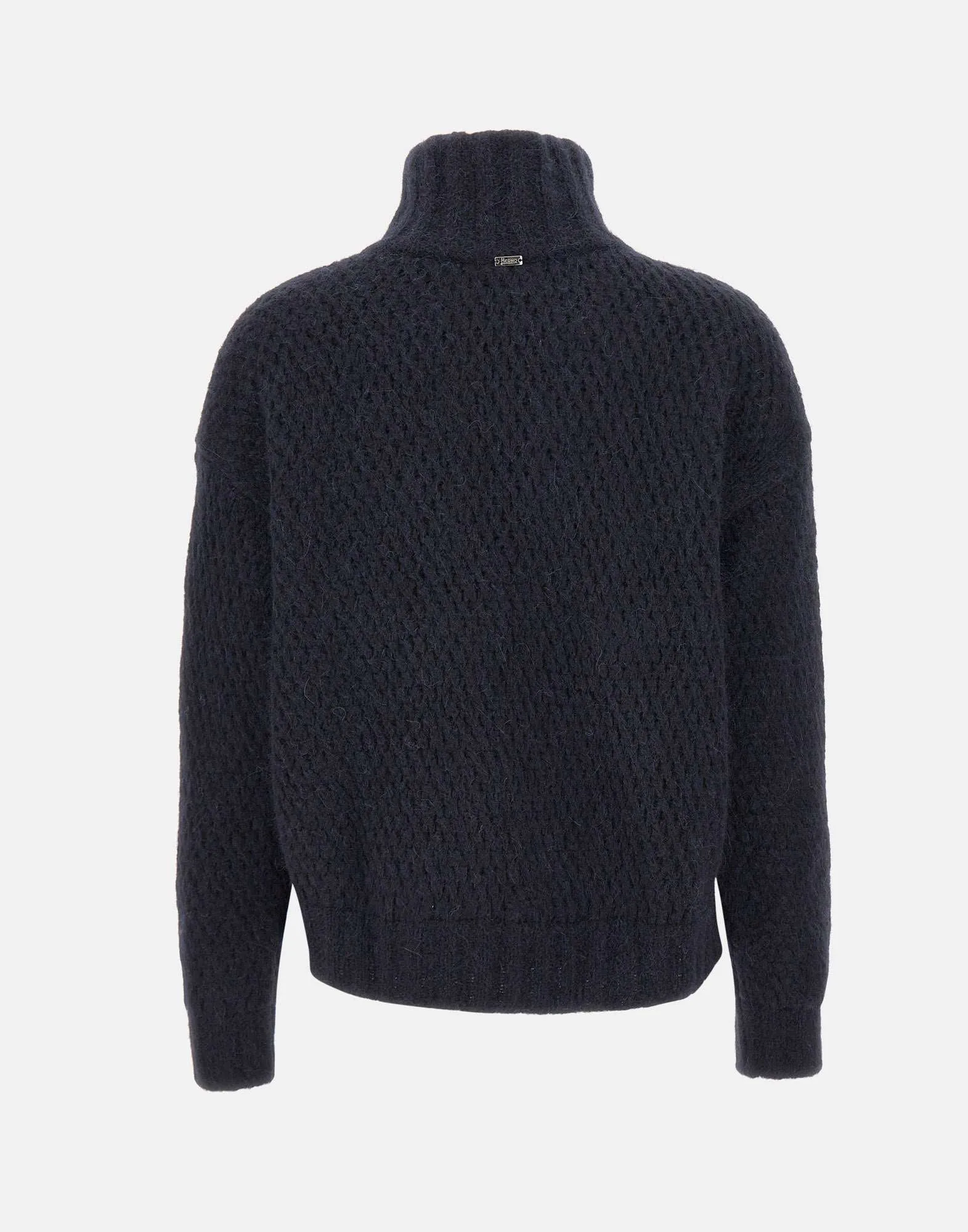 Navy Blue Wool Alpaca Zip Sweater