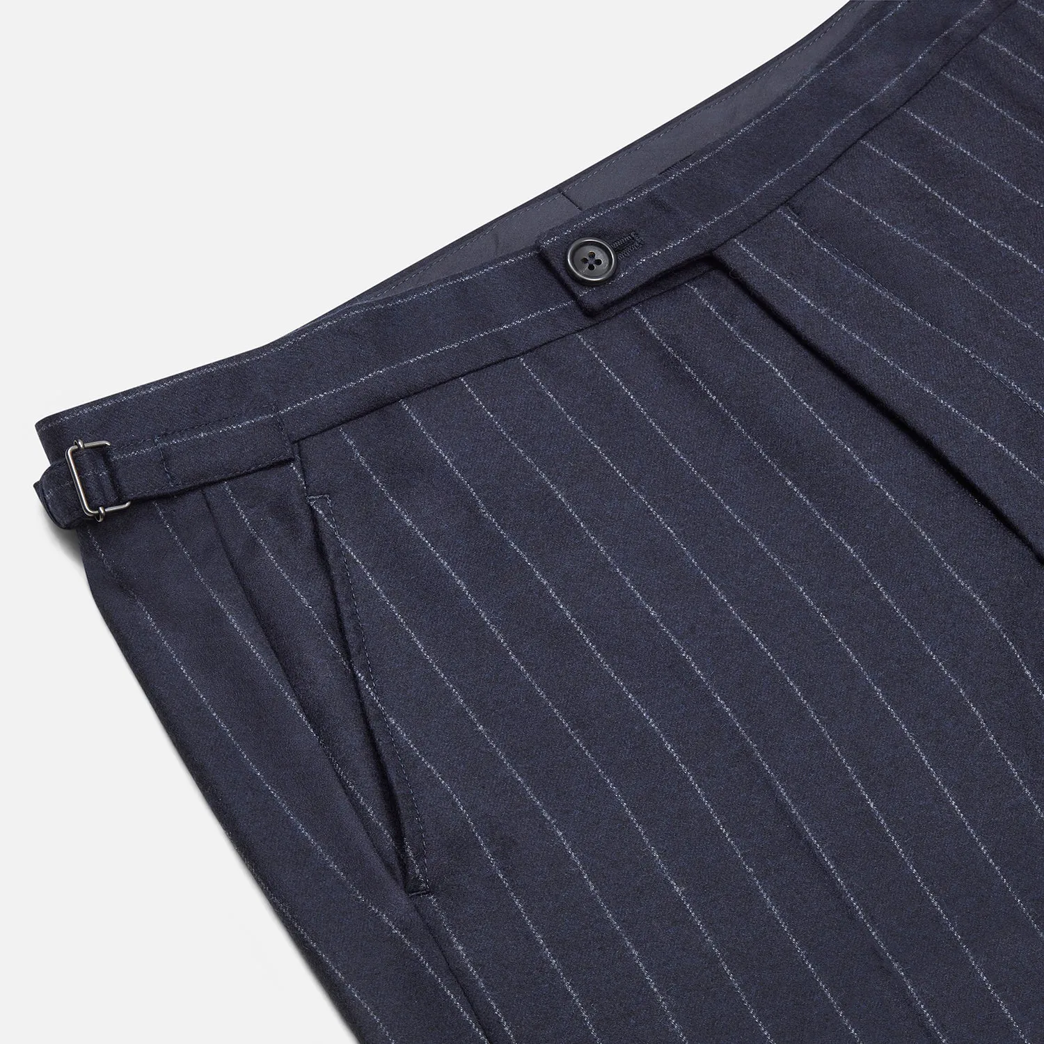 Navy Pinstripe Henry Trousers