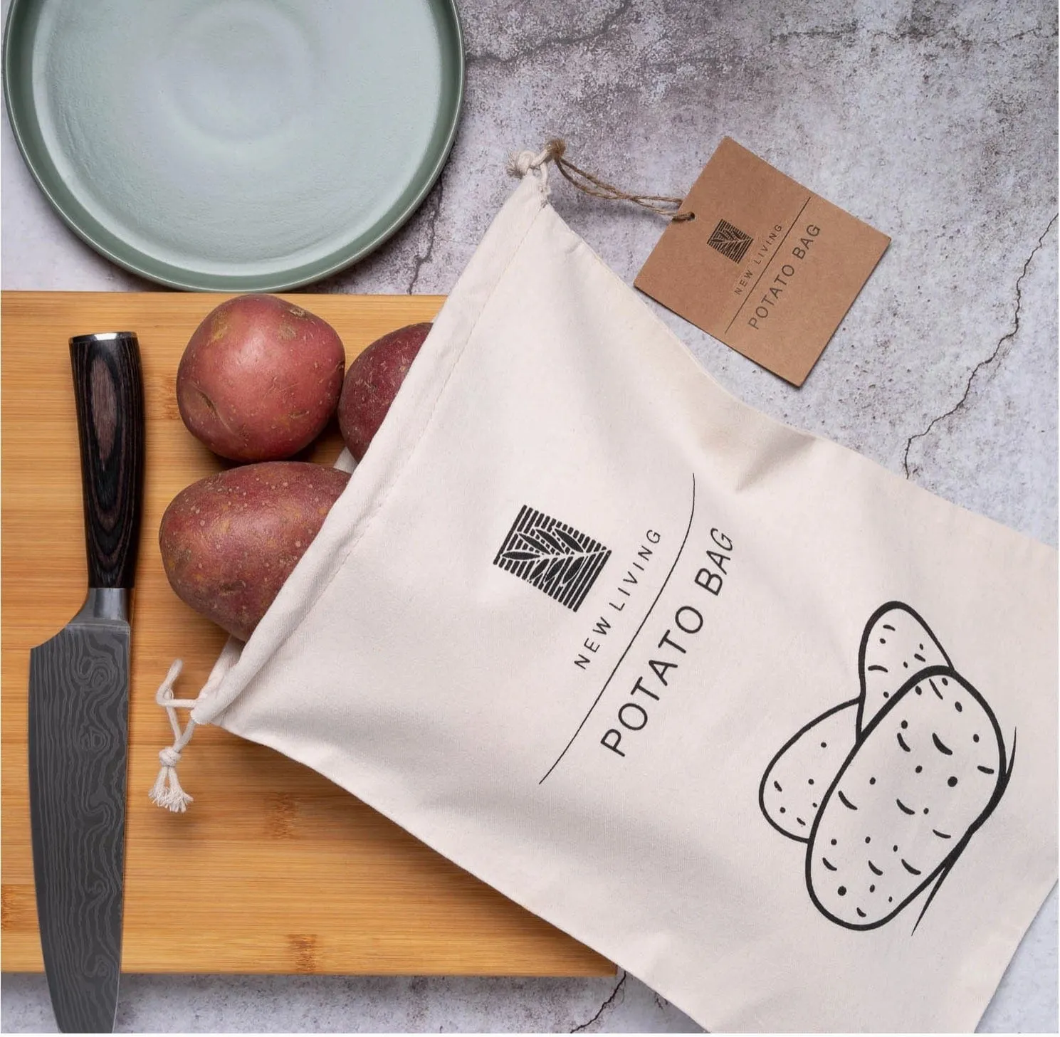 New Living- Reusable Linen cotton Potato Bag