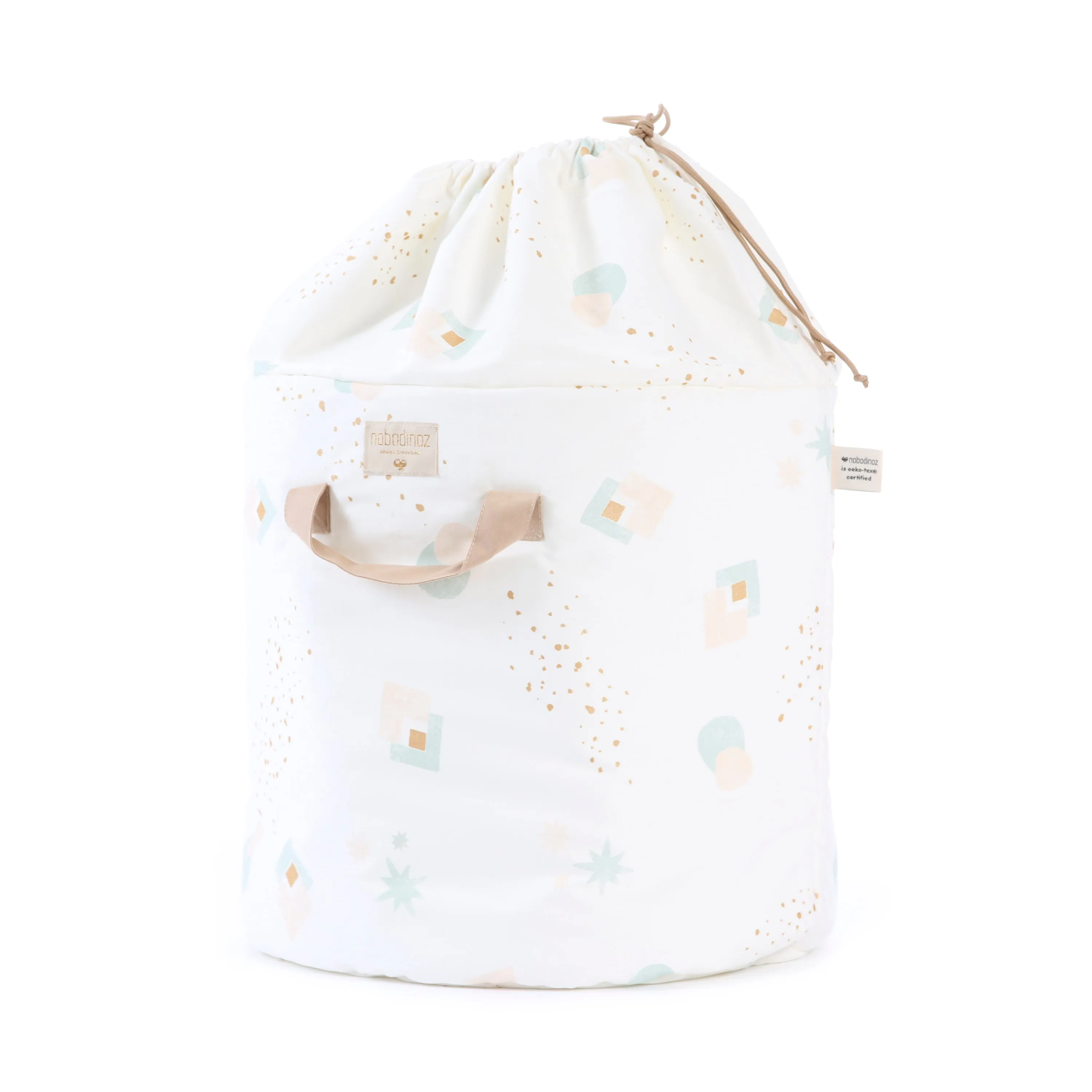 nobodinoz Bamboo Toy Bag Small Aqua Eclipse/ White