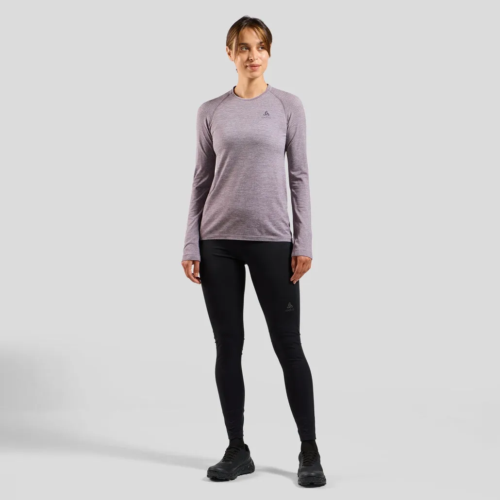 ODLO 女 SEAMLESS 長袖 T-Shirt 領地藍麻花 313931-21096