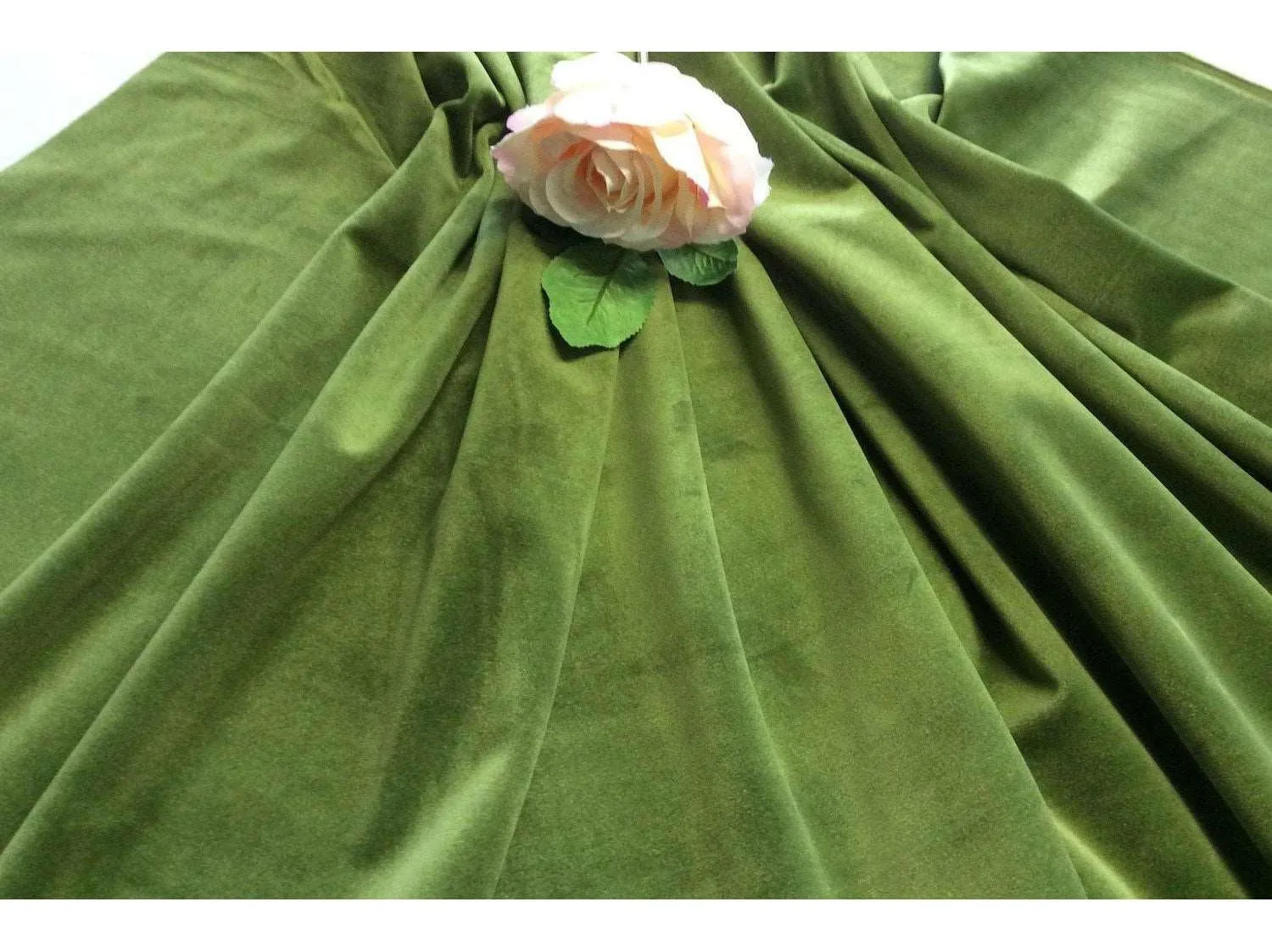 OLIVE GREEN - Upholstery / Furnishing  velvet - 140  cms - 330 gsm - by Truly Sumptuous