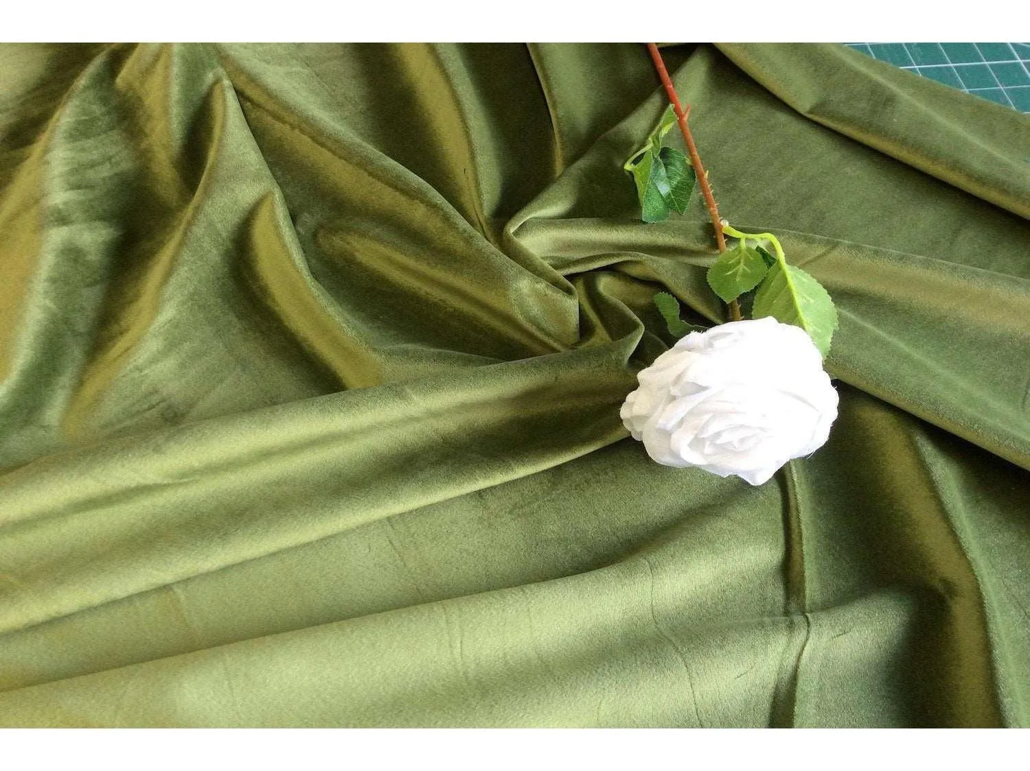 OLIVE GREEN - Upholstery / Furnishing  velvet - 140  cms - 330 gsm - by Truly Sumptuous