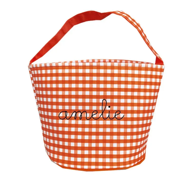 Orange Gingham Halloween Treat Bucket