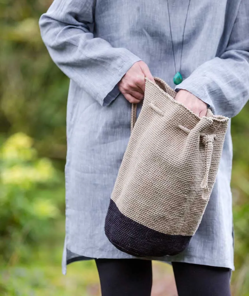 Oval Crocheted Bucket Bag Using Hemp for Knitting allhemp6