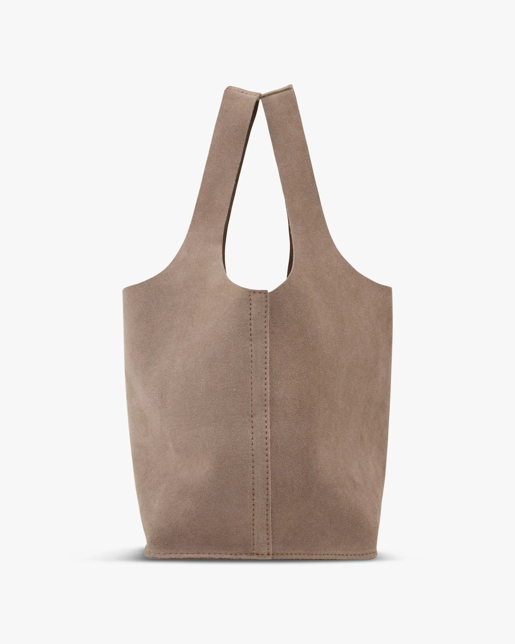 Paola Bucket Bag in Taupe Suede