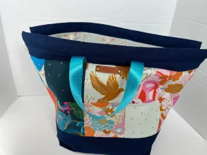 Patchwork and Denim Large Knitting Project Bag