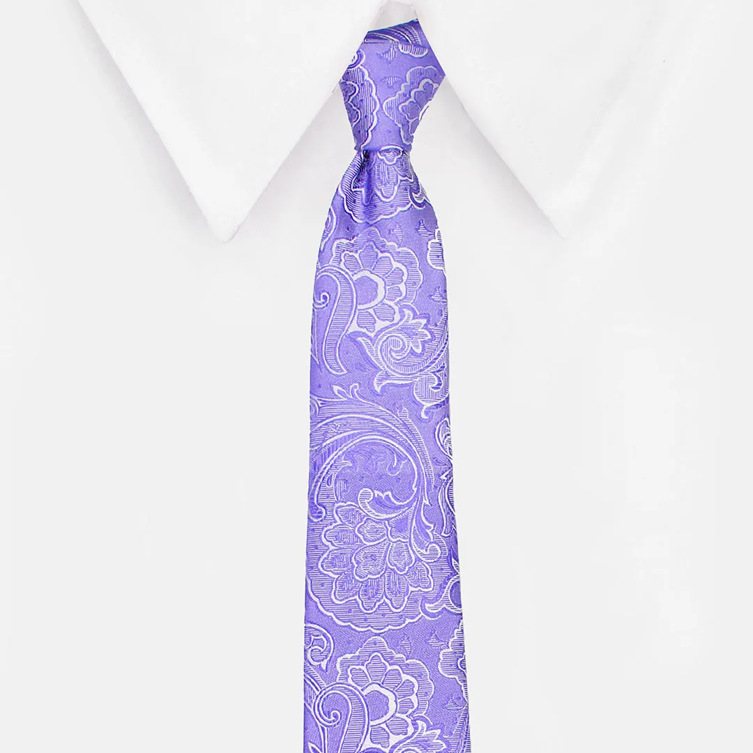 Peluche Fascinating Purple Neck Tie & Pocket Square Set for Men