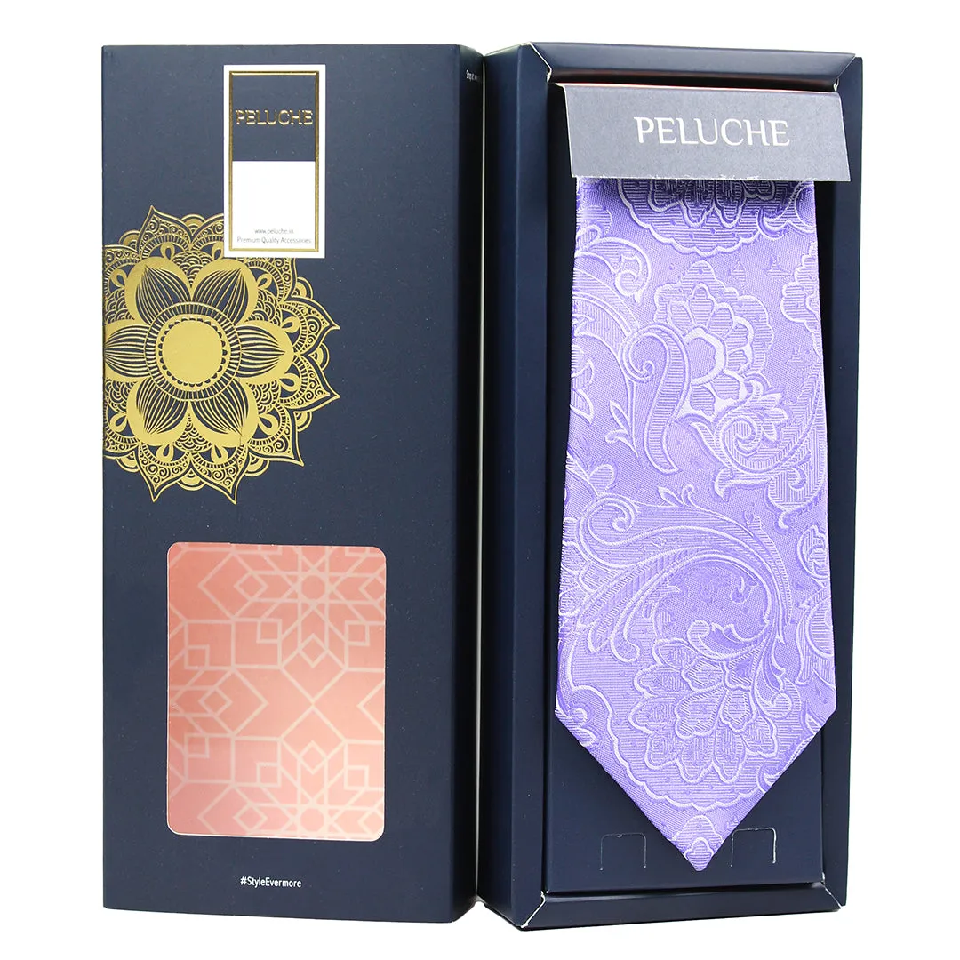 Peluche Fascinating Purple Neck Tie & Pocket Square Set for Men