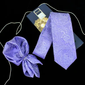 Peluche Fascinating Purple Neck Tie & Pocket Square Set for Men