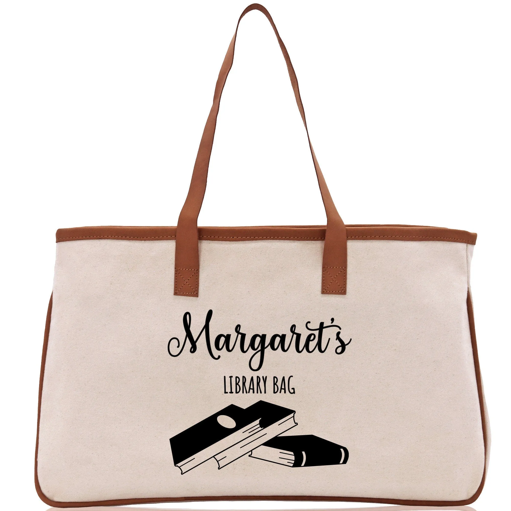 Personalized Book Lover Cotton Canvas Tote Bag Customized Library Bag Bookworm Gift Bag School Librarian Gift Tote (LBT1006)