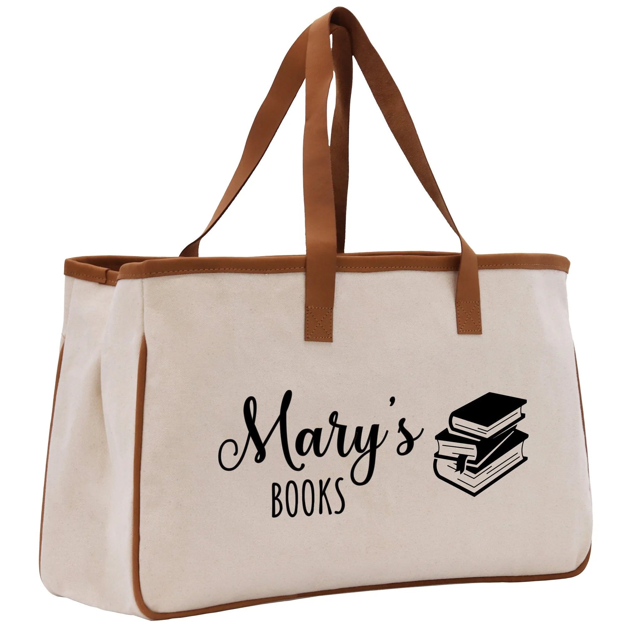 Personalized Book Lover Cotton Canvas Tote Bag Customized Library Bag Bookworm Gift Bag School Librarian Gift Tote (LBT1007)