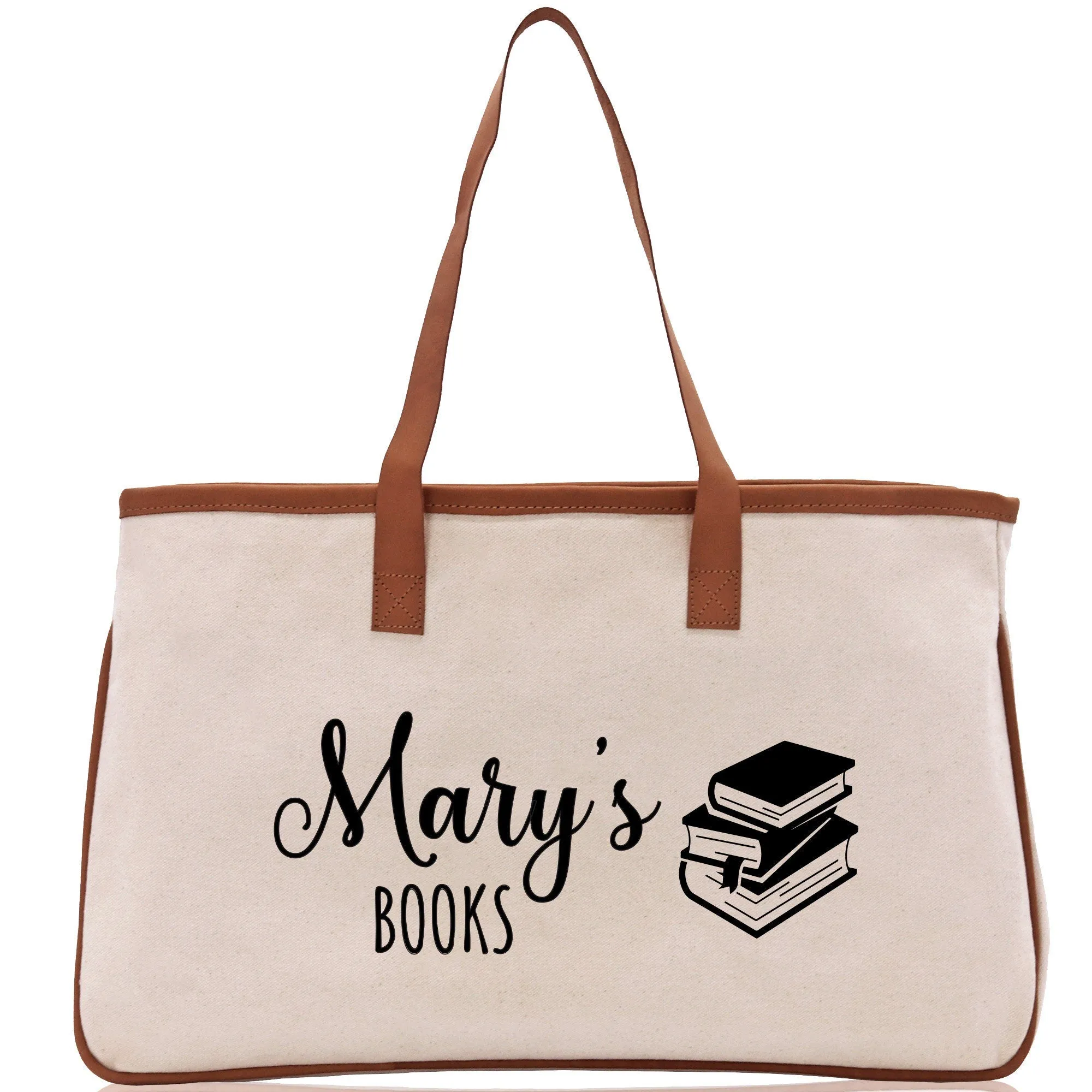 Personalized Book Lover Cotton Canvas Tote Bag Customized Library Bag Bookworm Gift Bag School Librarian Gift Tote (LBT1007)