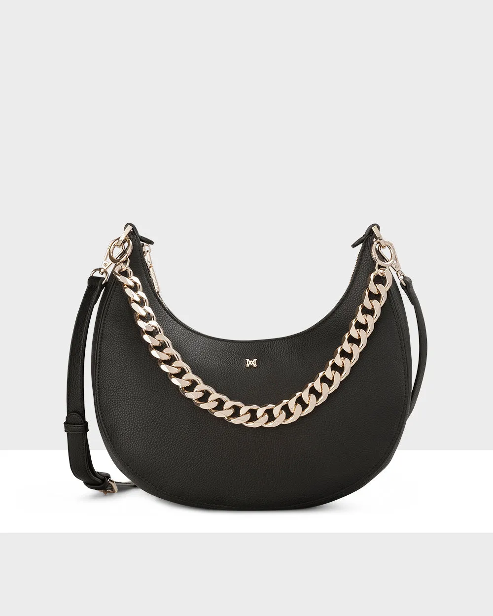 Pia Cresent Shoulder Bag with Crossbody Strap   Chunky Chain Strap