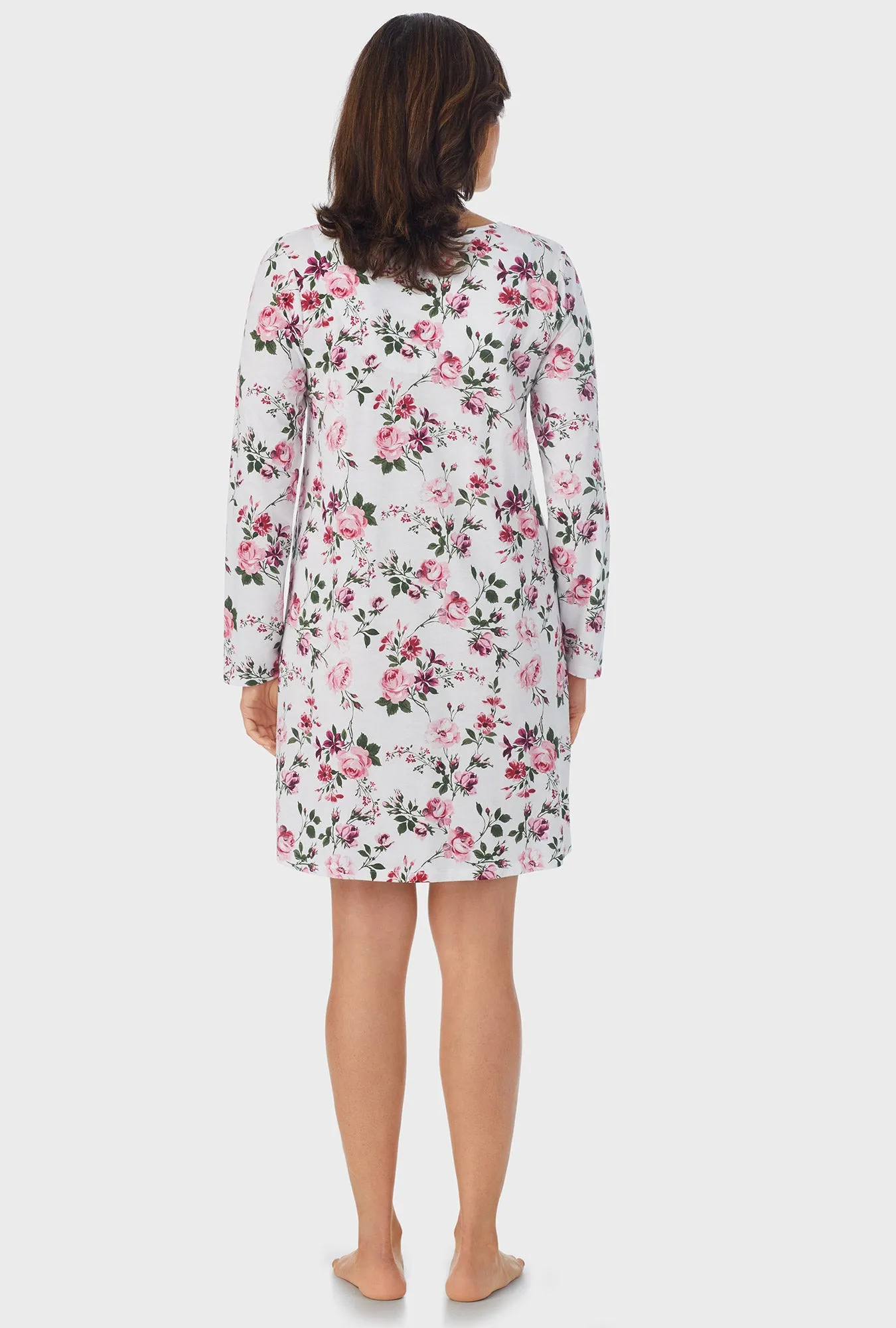 Pink and Berry Roses Long Sleeve Nightgown