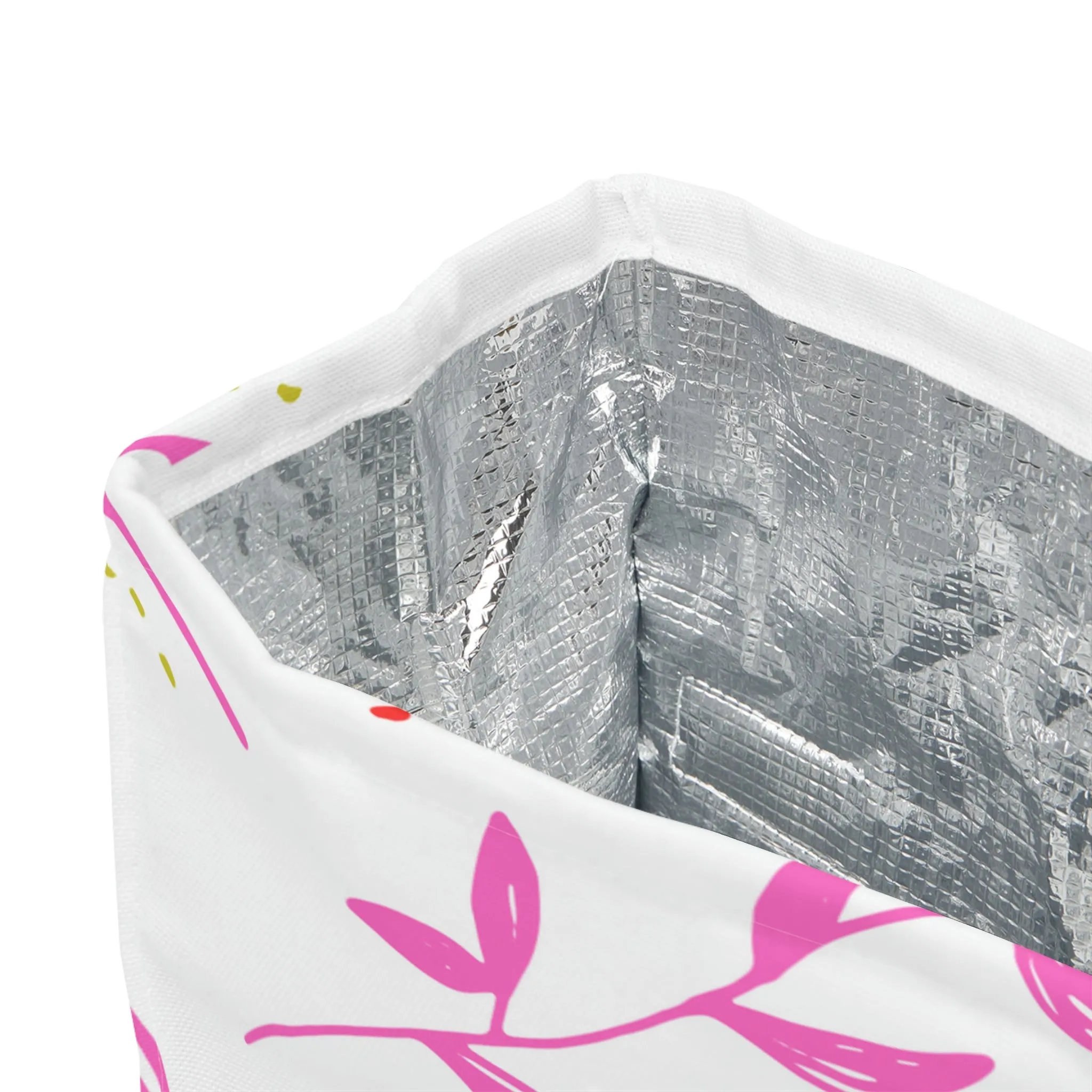 pink floral Polyester Lunch Bag