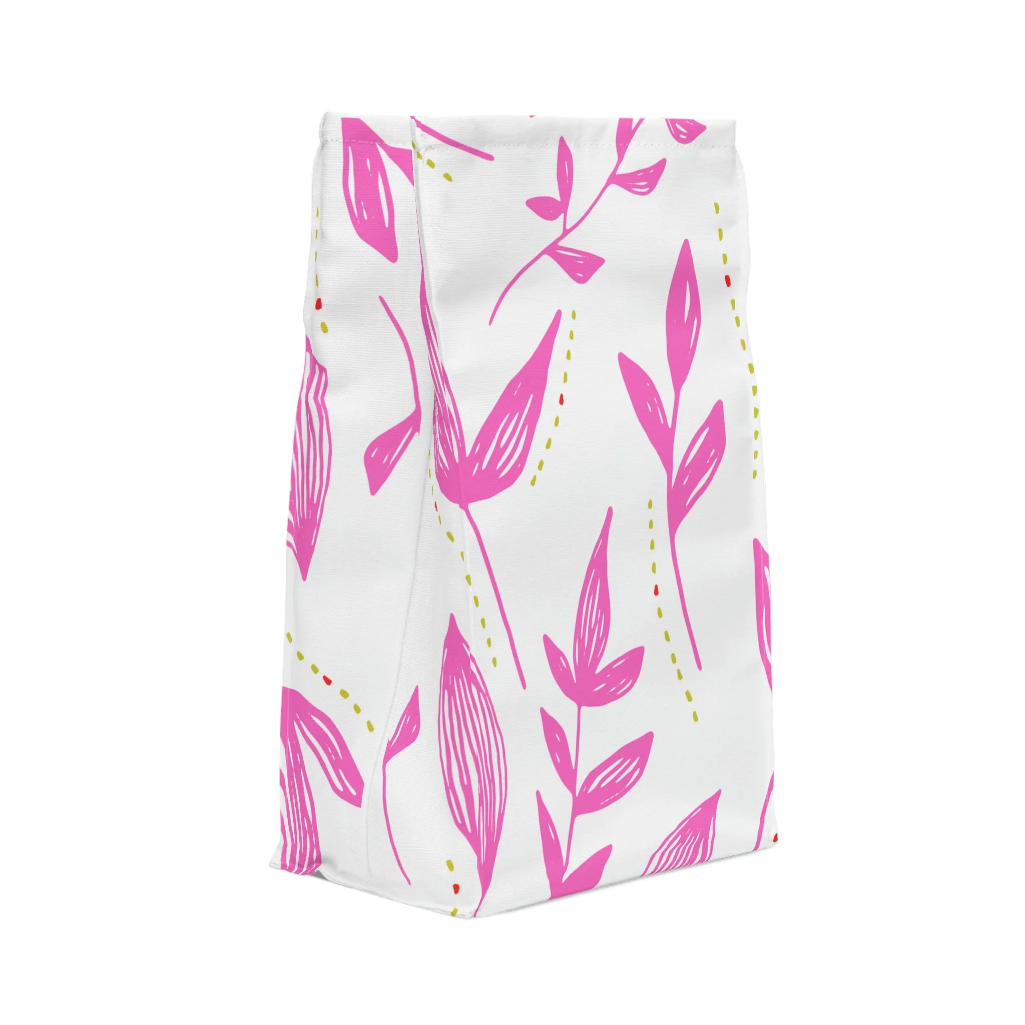 pink floral Polyester Lunch Bag