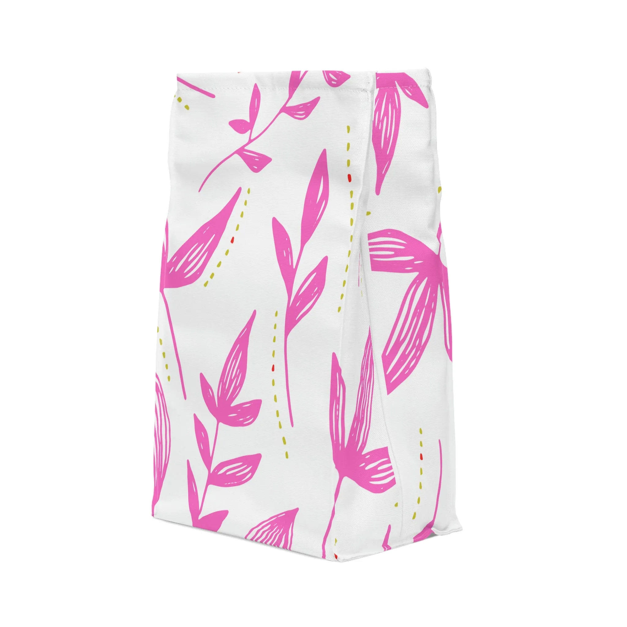 pink floral Polyester Lunch Bag