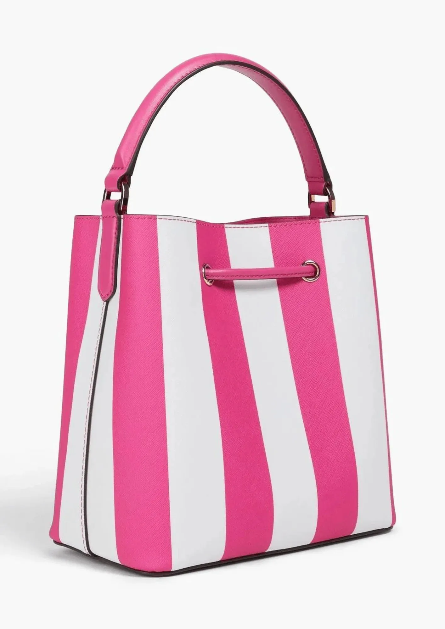 PINK STRIPED BUCKET BAG