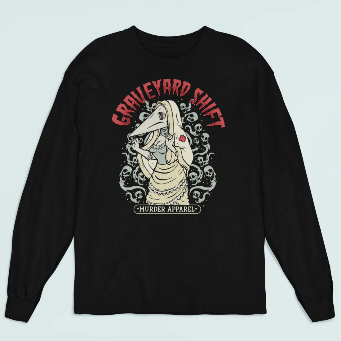 Plague Nurse Graveyard Shift Long Sleeve Shirt