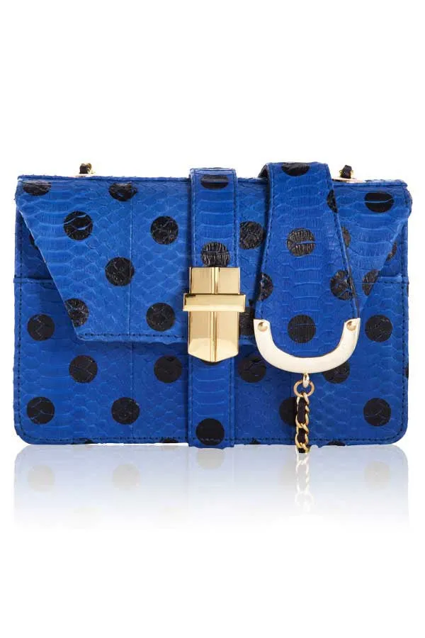 POLKA DOT SATCHEL IN BRIGHT BLUE