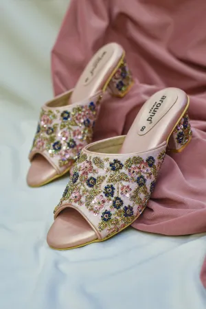 Poly Silk Embroidered Multi-Colored Wedges