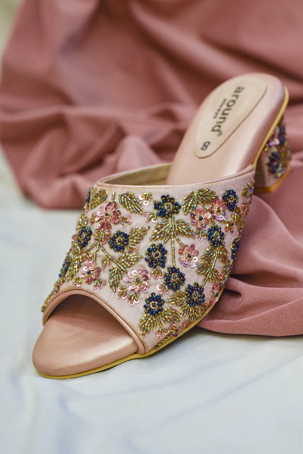 Poly Silk Embroidered Multi-Colored Wedges