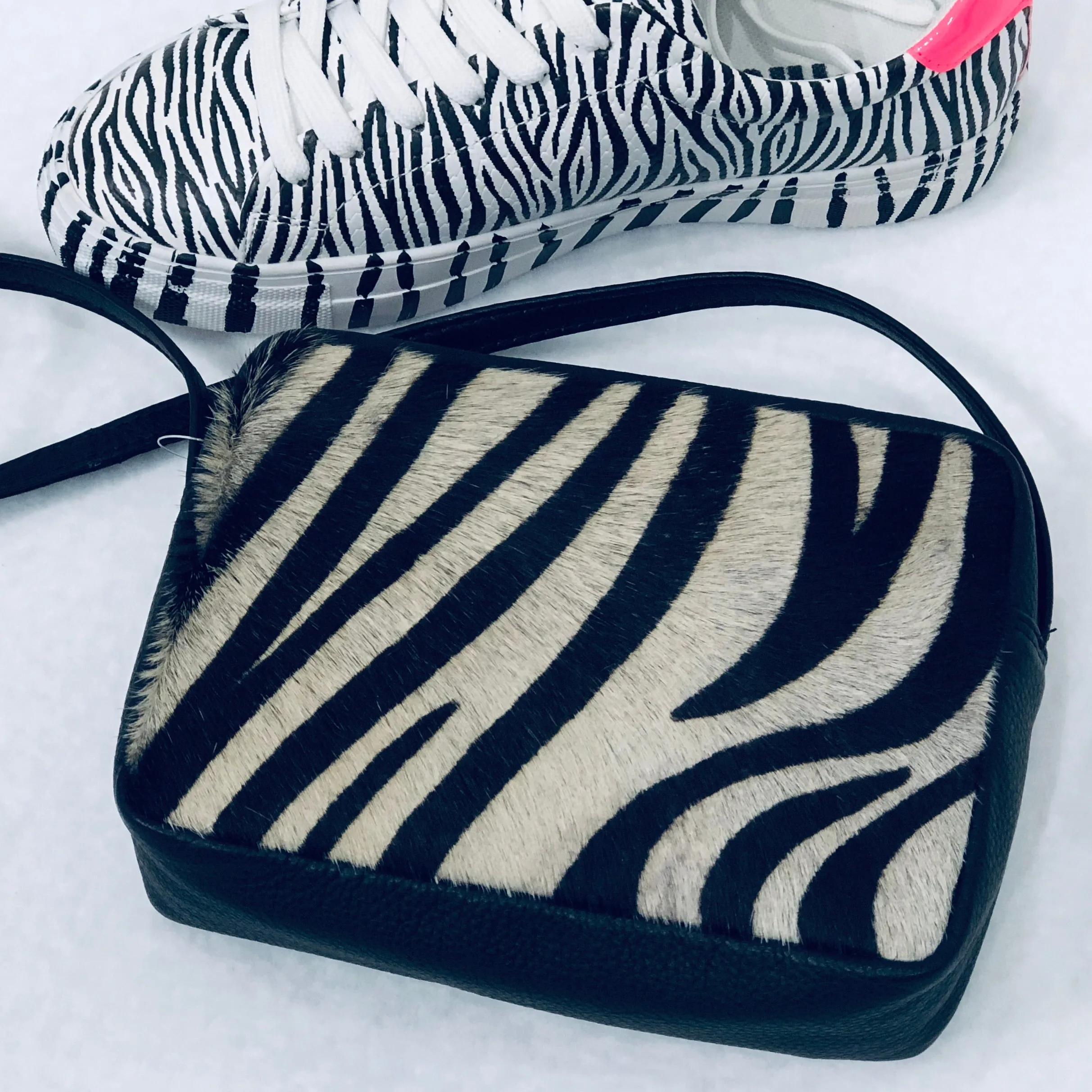 Pony Hair Genuine Leather Box Clutch #LB603 Zebra