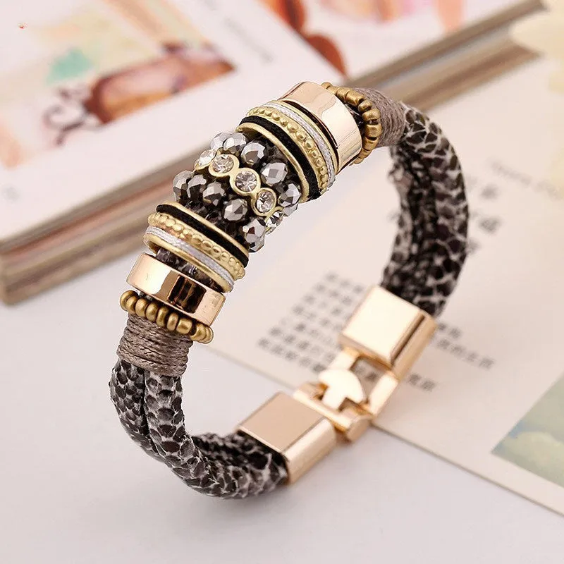 Punk Personality Leather Bracelet Hot HIgh-end 2 Colors Europe Bracelet Fashion Bracelet For Women Magnet Buckle