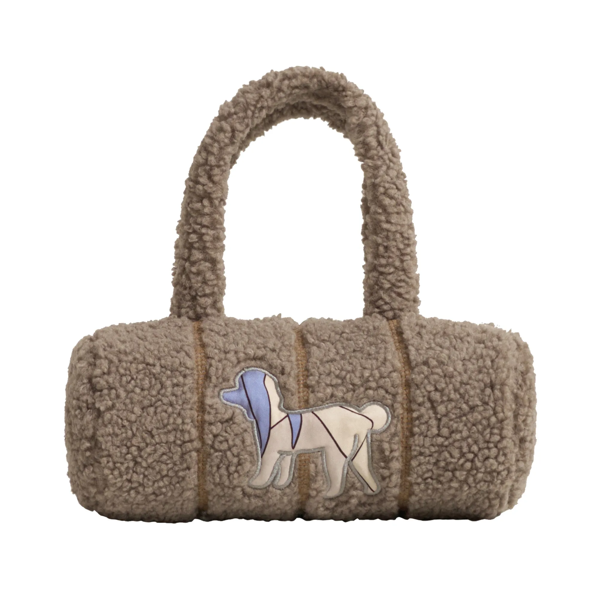 "Pan Pan" Cylinder Shearling Bag - Taupe